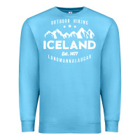 Ocean Blue iceland hiking landmannalaugar est 1477 Premium Sweatshirt - linhVisuals