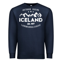 Navy iceland hiking landmannalaugar est 1477 Premium Sweatshirt - linhVisuals