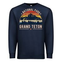 Navy national park grand teton vintage retro hiking Premium Sweatshirt - linhVisuals