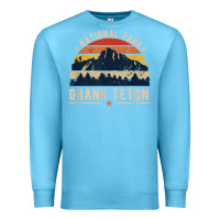Ocean Blue national park grand teton vintage retro hiking Premium Sweatshirt - linhVisuals