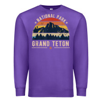 Purple national park grand teton vintage retro hiking Premium Sweatshirt - linhVisuals