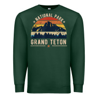 Sports Green national park grand teton vintage retro hiking Premium Sweatshirt - linhVisuals