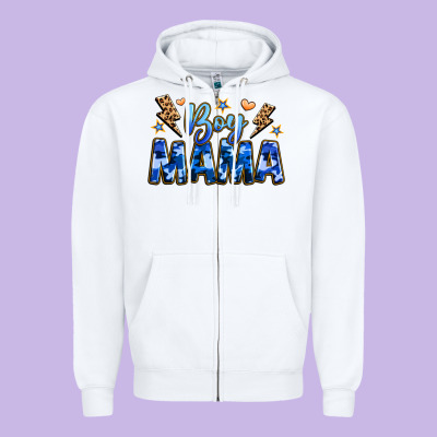 Boy Mama Zipper Hoodie Designed By Jahusdesignshop