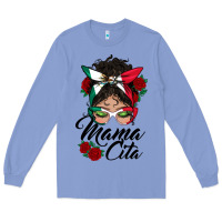 Colony Blue mexican mamacita messy bun Long Sleeve Tee - BundleAndBundleShop