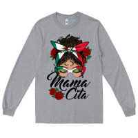 Heather Grey mexican mamacita messy bun Long Sleeve Tee - BundleAndBundleShop