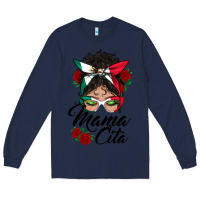 Navy mexican mamacita messy bun Long Sleeve Tee - BundleAndBundleShop