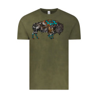 Vintage Olive cowhide bison Vintage Tee - RanaPortraitStore