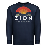 Navy retro zion national park us vintage utah adventure hiking Premium Sweatshirt - linhVisuals