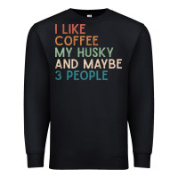Black siberian husky dog i like coffee my husky and maybe 3 people vintage d Premium Sweatshirt - linhVisuals