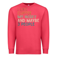 Cardinal siberian husky dog i like coffee my husky and maybe 3 people vintage d Premium Sweatshirt - linhVisuals