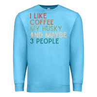 Ocean Blue siberian husky dog i like coffee my husky and maybe 3 people vintage d Premium Sweatshirt - linhVisuals