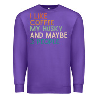 Purple siberian husky dog i like coffee my husky and maybe 3 people vintage d Premium Sweatshirt - linhVisuals