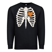 Black skeleton rib case orange pumpkin heart vintage halloween anatomy costu Premium Sweatshirt - linhVisuals