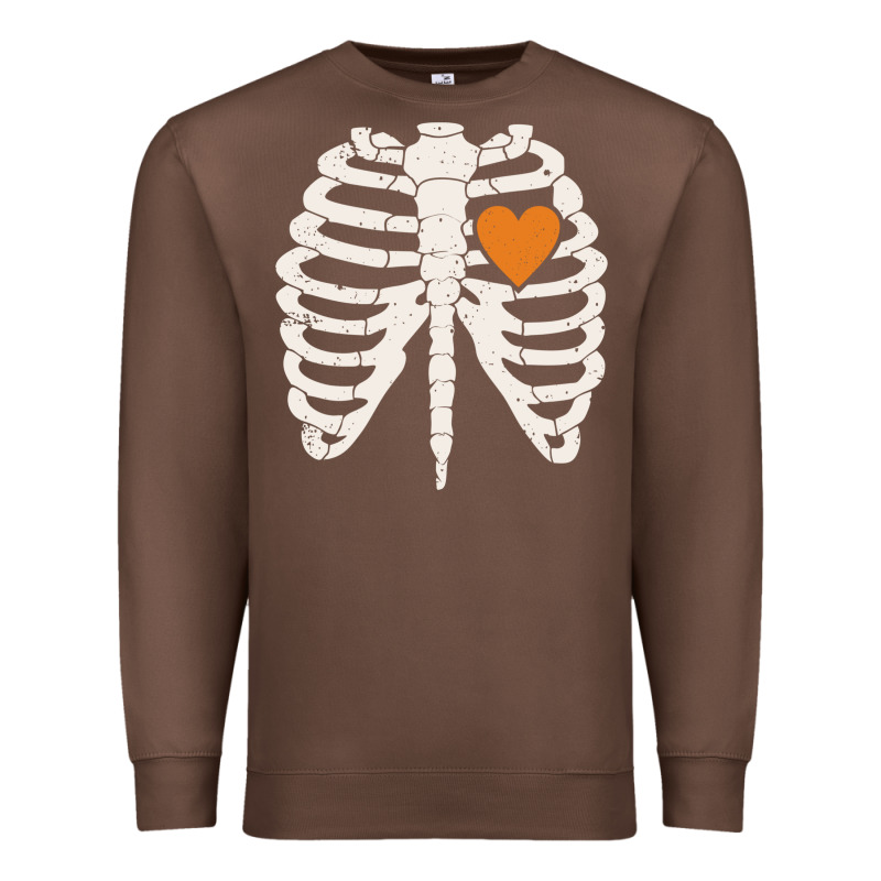 Skeleton Rib Case Orange Pumpkin Heart Vintage Halloween Anatomy Costu Premium Sweatshirt by linhVisuals | Teevron