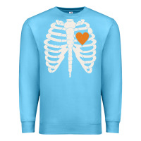 Ocean Blue skeleton rib case orange pumpkin heart vintage halloween anatomy costu Premium Sweatshirt - linhVisuals