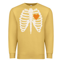 Antique Gold skeleton rib case orange pumpkin heart vintage halloween anatomy costu Premium Sweatshirt - linhVisuals