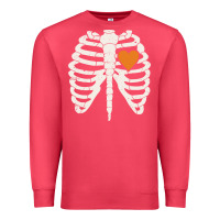 Cardinal skeleton rib case orange pumpkin heart vintage halloween anatomy costu Premium Sweatshirt - linhVisuals