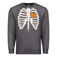 Charcoal Heather skeleton rib case orange pumpkin heart vintage halloween anatomy costu Premium Sweatshirt - linhVisuals