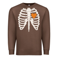 Skeleton Rib Case Orange Pumpkin Heart Vintage Halloween Anatomy Costu Premium Sweatshirt | Teevron