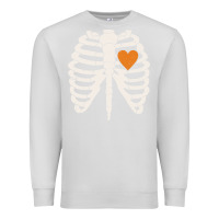 Dove Grey skeleton rib case orange pumpkin heart vintage halloween anatomy costu Premium Sweatshirt - linhVisuals