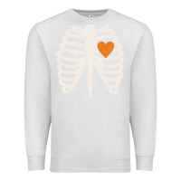 Oatmeal Heather skeleton rib case orange pumpkin heart vintage halloween anatomy costu Premium Sweatshirt - linhVisuals