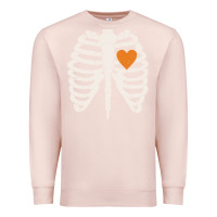 Pale Pink skeleton rib case orange pumpkin heart vintage halloween anatomy costu Premium Sweatshirt - linhVisuals