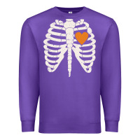 Purple skeleton rib case orange pumpkin heart vintage halloween anatomy costu Premium Sweatshirt - linhVisuals
