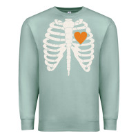 Seafoam skeleton rib case orange pumpkin heart vintage halloween anatomy costu Premium Sweatshirt - linhVisuals