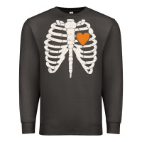 Smoke skeleton rib case orange pumpkin heart vintage halloween anatomy costu Premium Sweatshirt - linhVisuals