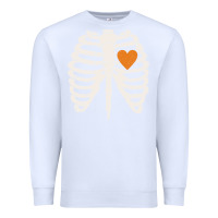 White skeleton rib case orange pumpkin heart vintage halloween anatomy costu Premium Sweatshirt - linhVisuals