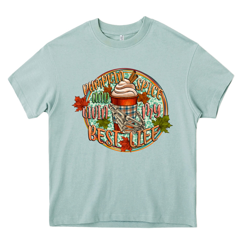 Pumpkin Spice And Livin My Best Life Heavy Core Tee by CowGirlArtShop | Teevron