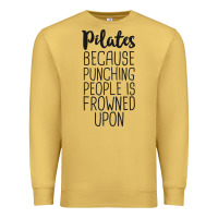Antique Gold pilates because punching people is frowned upon t shirt Premium Sweatshirt - linhVisuals