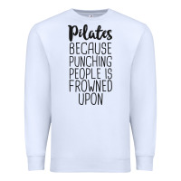 White pilates because punching people is frowned upon t shirt Premium Sweatshirt - linhVisuals