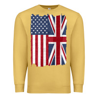 Antique Gold united states with united kingdom flag mix us and uk union jack Premium Sweatshirt - linhVisuals