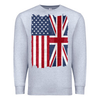 Heather Grey united states with united kingdom flag mix us and uk union jack Premium Sweatshirt - linhVisuals