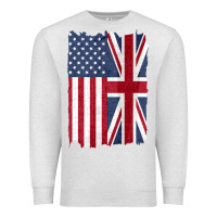 Oatmeal Heather united states with united kingdom flag mix us and uk union jack Premium Sweatshirt - linhVisuals