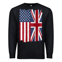 Black united states with united kingdom flag mix us and uk union jack Premium Sweatshirt - linhVisuals