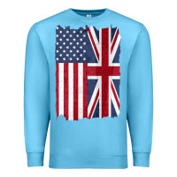 Ocean Blue united states with united kingdom flag mix us and uk union jack Premium Sweatshirt - linhVisuals