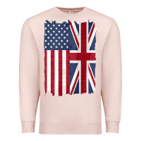 Pale Pink united states with united kingdom flag mix us and uk union jack Premium Sweatshirt - linhVisuals