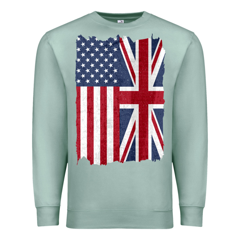 United States With United Kingdom Flag Mix Us And Uk Union Jack Premium Sweatshirt by linhVisuals | Teevron