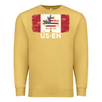 Antique Gold us eh american canadian flag canada day leaf with usa flag inside Premium Sweatshirt - linhVisuals