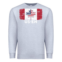Heather Grey us eh american canadian flag canada day leaf with usa flag inside Premium Sweatshirt - linhVisuals