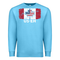 Ocean Blue us eh american canadian flag canada day leaf with usa flag inside Premium Sweatshirt - linhVisuals