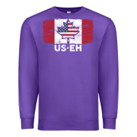 Purple us eh american canadian flag canada day leaf with usa flag inside Premium Sweatshirt - linhVisuals