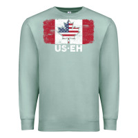 Seafoam us eh american canadian flag canada day leaf with usa flag inside Premium Sweatshirt - linhVisuals