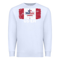 White us eh american canadian flag canada day leaf with usa flag inside Premium Sweatshirt - linhVisuals