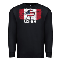 Black us eh american canadian flag canada day leaf with usa flag inside Premium Sweatshirt - linhVisuals