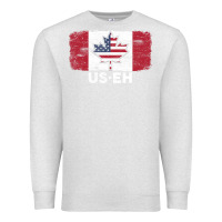 Oatmeal Heather us eh american canadian flag canada day leaf with usa flag inside Premium Sweatshirt - linhVisuals