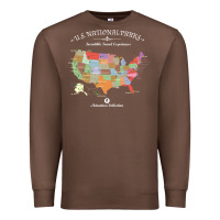 Chestnut us national parks map colorful with all 59 national parks Premium Sweatshirt - linhVisuals