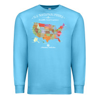 Ocean Blue us national parks map colorful with all 59 national parks Premium Sweatshirt - linhVisuals